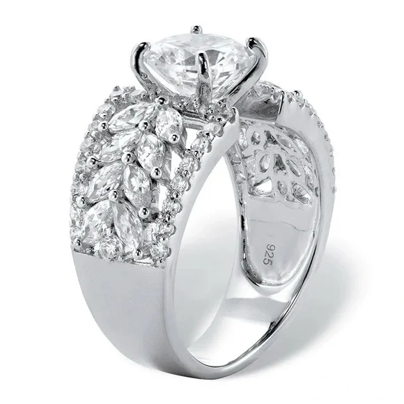 New 925 Silver Halo Round Cut Diamond Ring - Picture 2 of 4